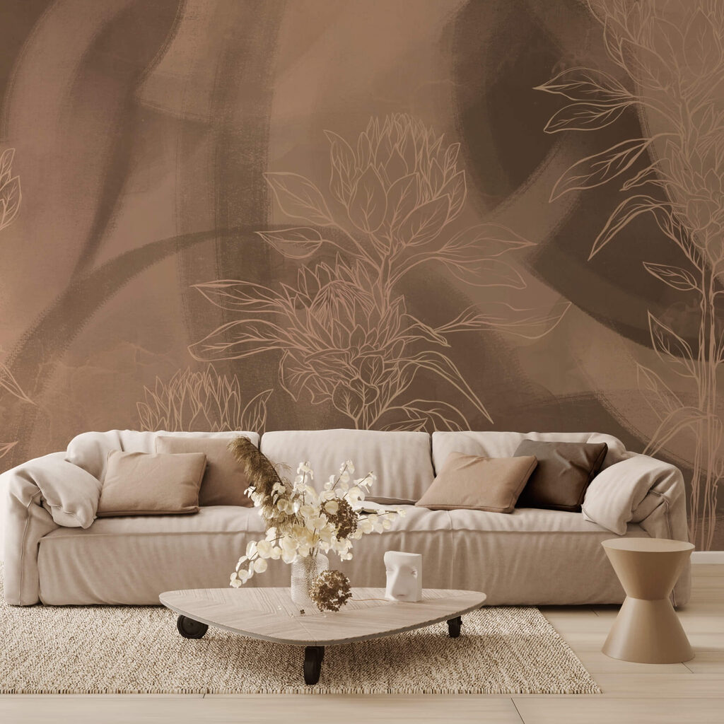 Floral outlines on warm background