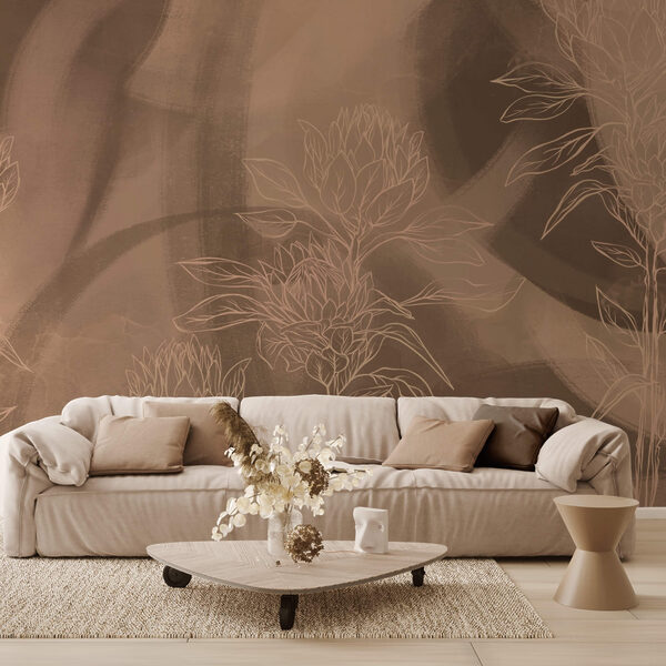 Floral outlines on warm background