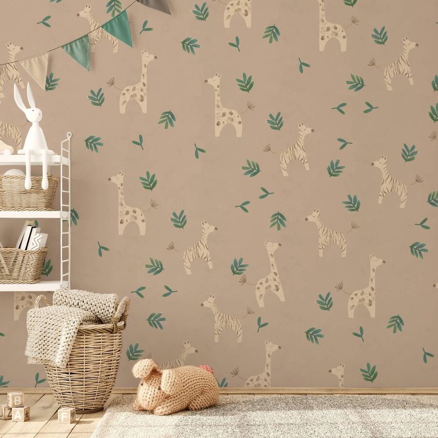 Pattern of giraffes and leaves Pattern of giraffes and leaves
