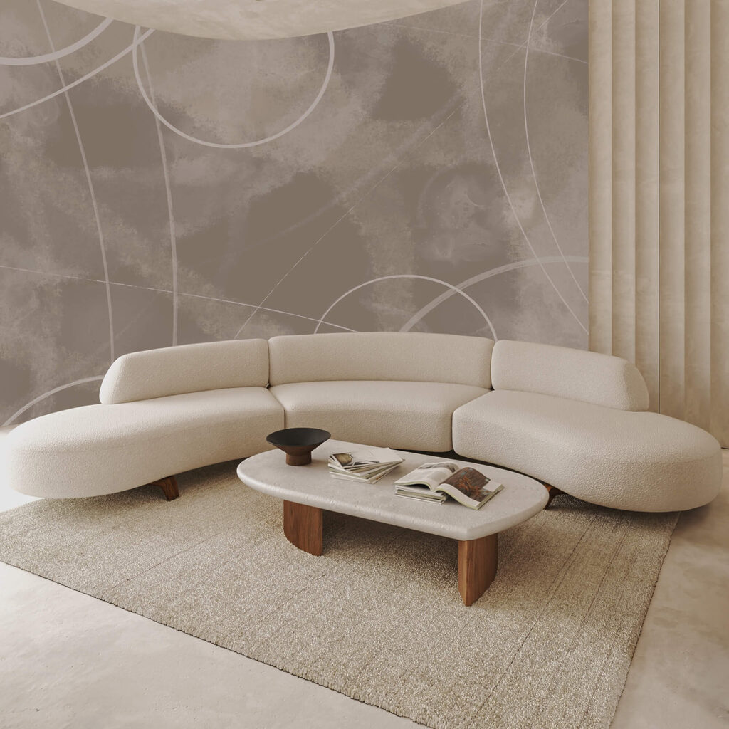 Brown background with white lines and circles