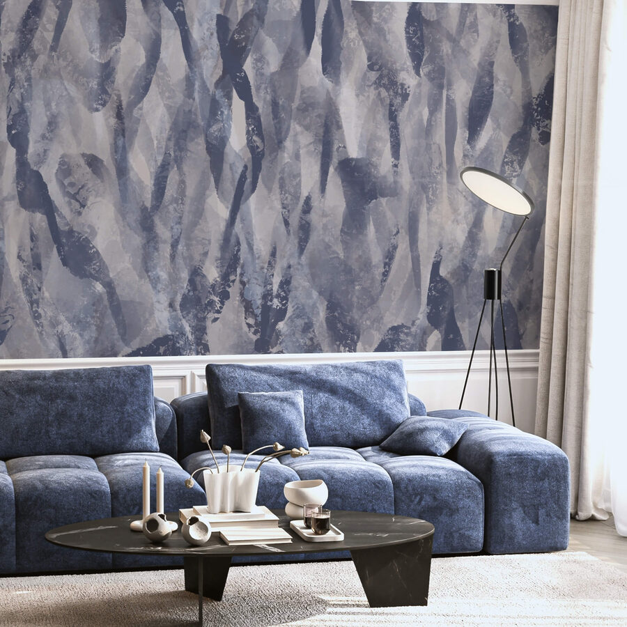 Flowing patterns in cool tones.