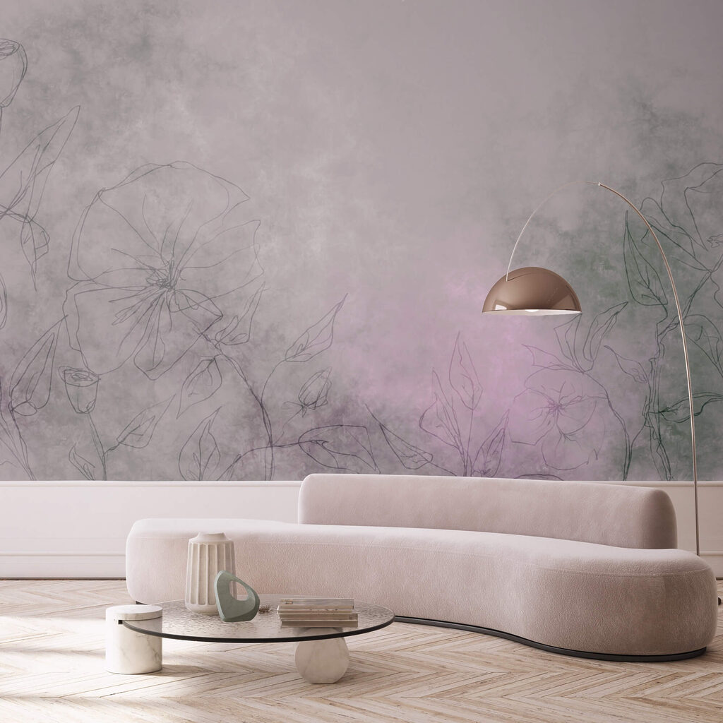 Drawing of flowers on a white surface Drawing of flowers on a white surface