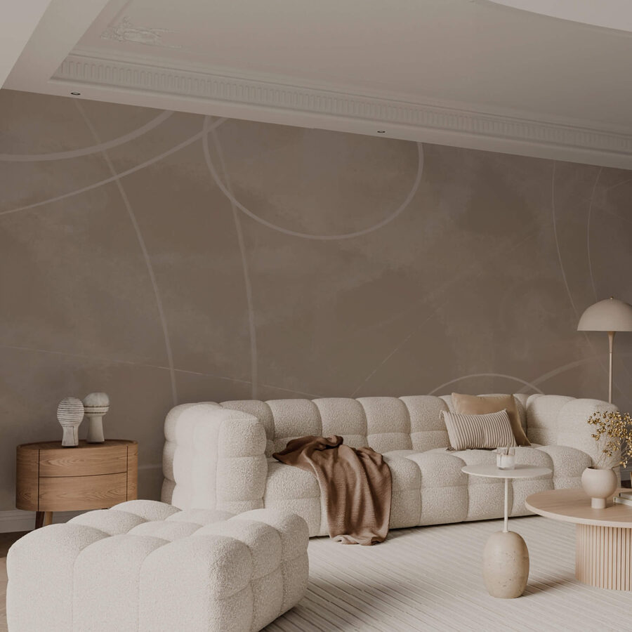 Brown background with white lines and circles