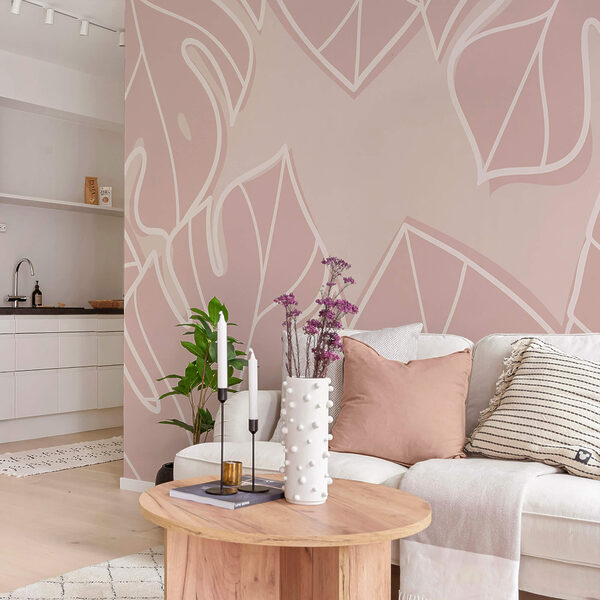Pink and white leaf pattern Pink and white leaf pattern