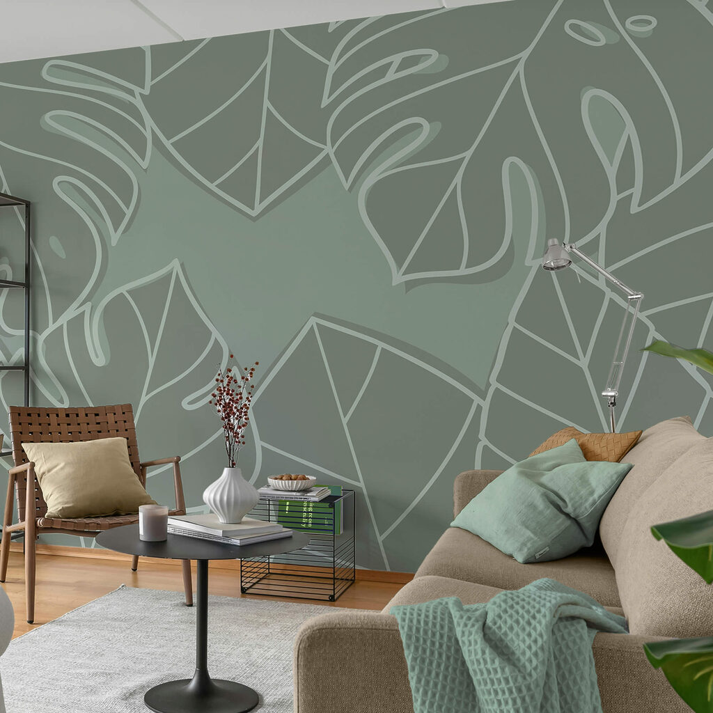 Group of leaves on a gray background Group of leaves on a gray background