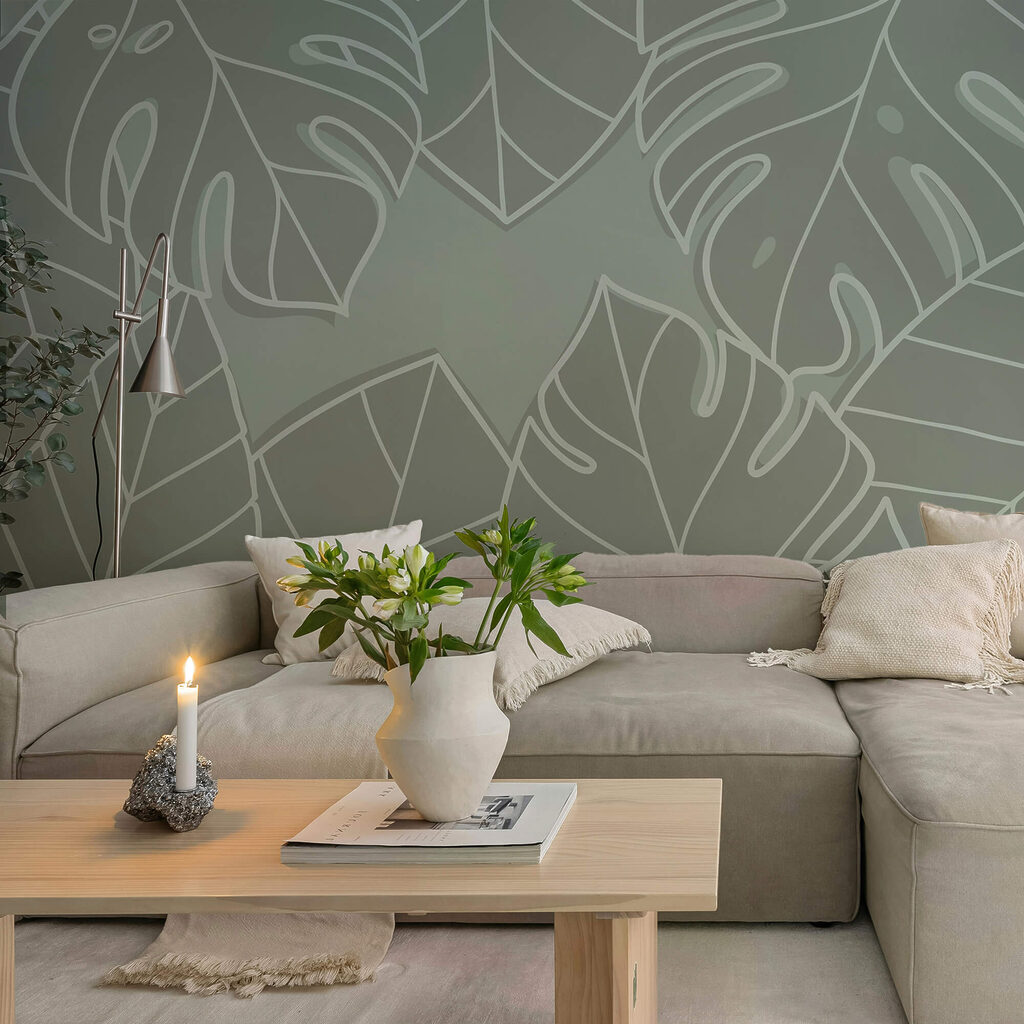 Group of leaves on a gray background Group of leaves on a gray background