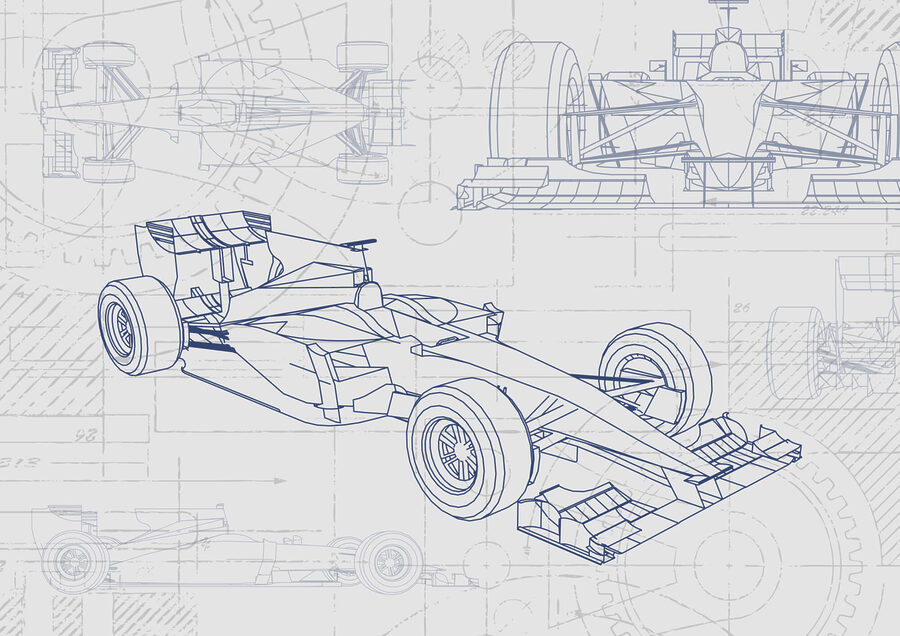 Wall murals Blueprint of a race car - Image 3