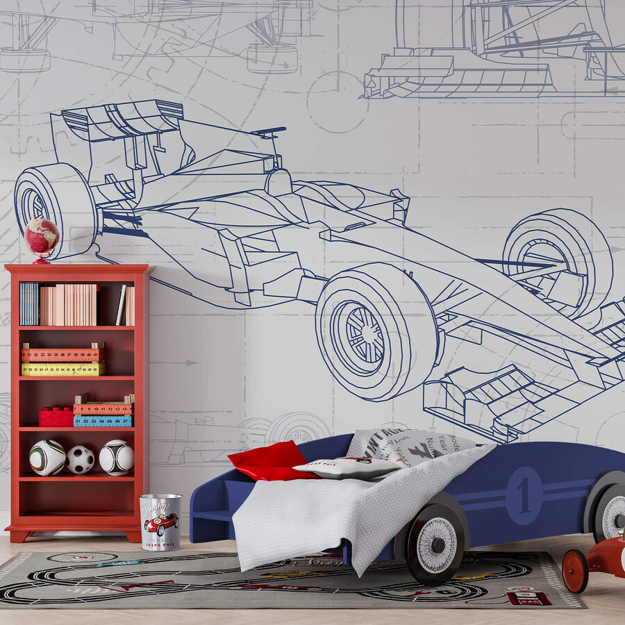 Wall murals Blueprint of a race car