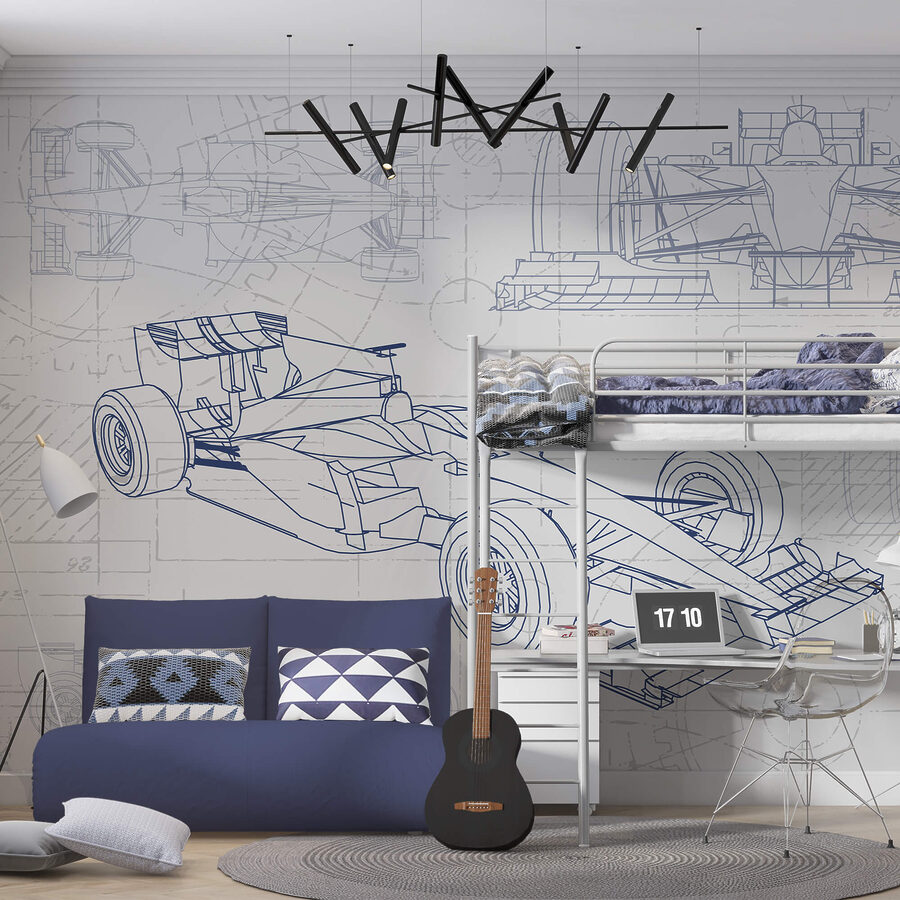 Wall murals Blueprint of a race car - Image 2