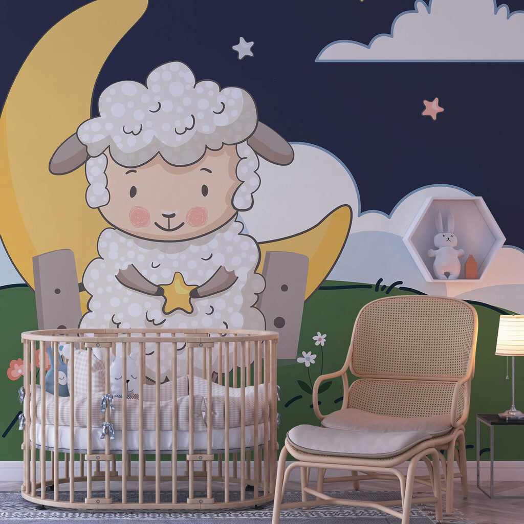 Cartoon of a sheep holding a star Cartoon of a sheep holding a star