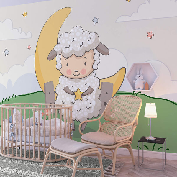 Cartoon of a sheep holding a star Cartoon of a sheep holding a star