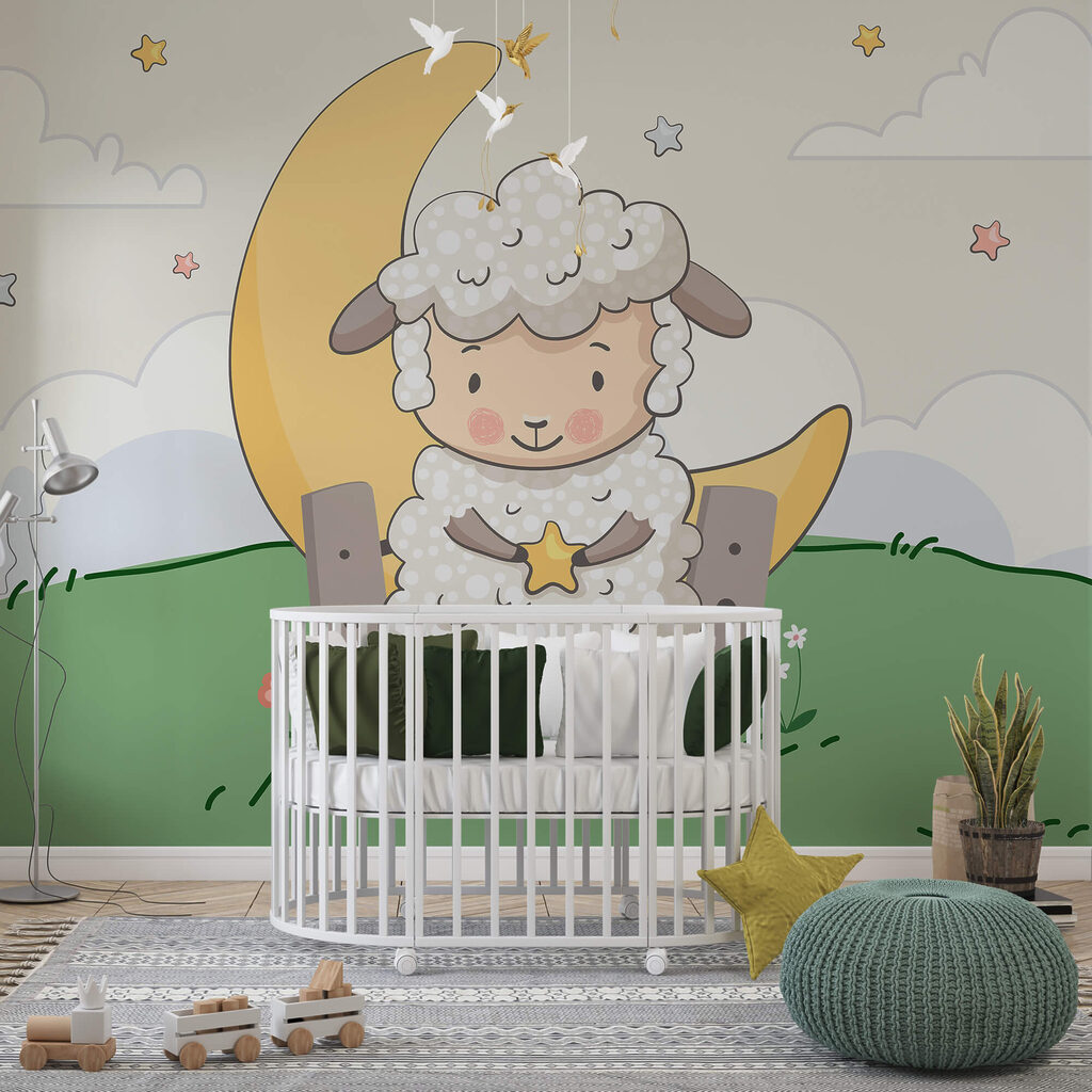 Cartoon of a sheep holding a star