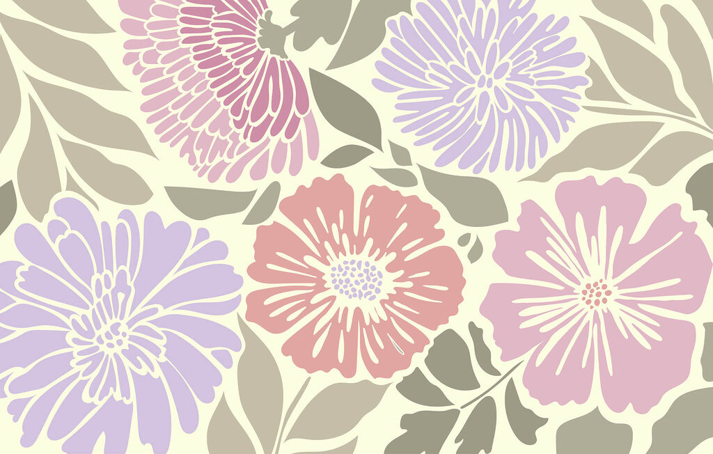Colorful floral pattern with leaves. Colorful floral pattern with leaves.