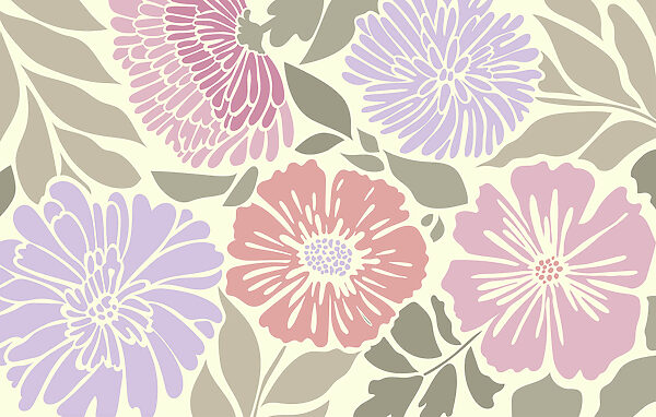 Colorful floral pattern with leaves. Colorful floral pattern with leaves.