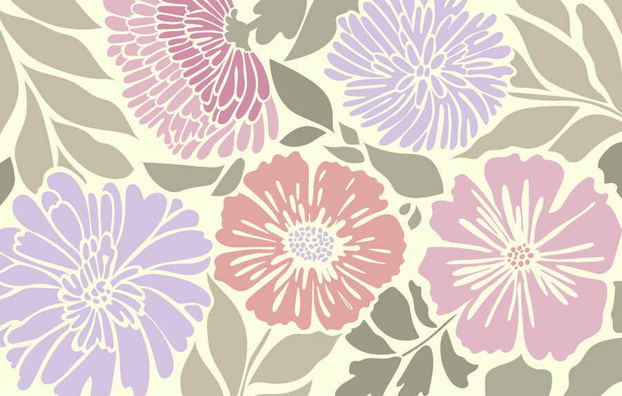 Colorful floral pattern with leaves. Colorful floral pattern with leaves.