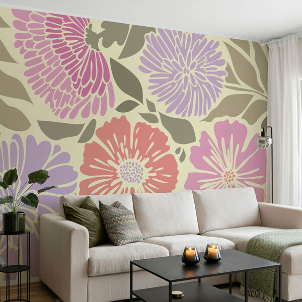 Colorful floral pattern with leaves. Colorful floral pattern with leaves.