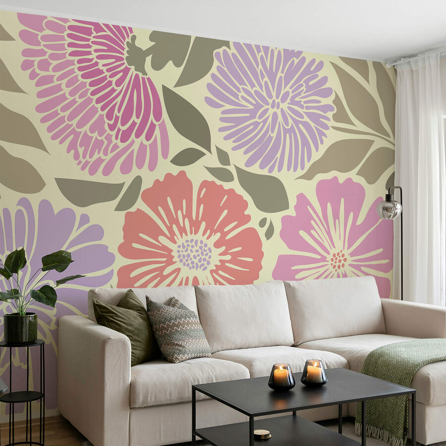 Colorful floral pattern with leaves. Colorful floral pattern with leaves.