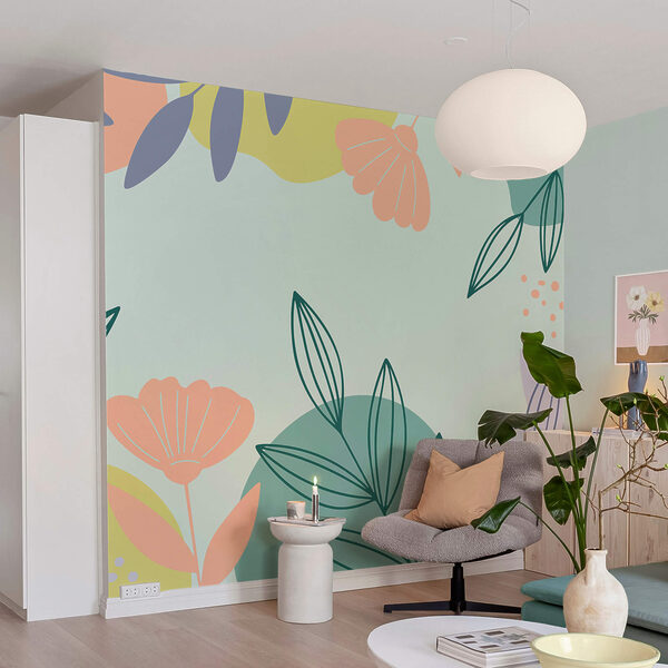 Colorful floral pattern with leaves Colorful floral pattern with leaves