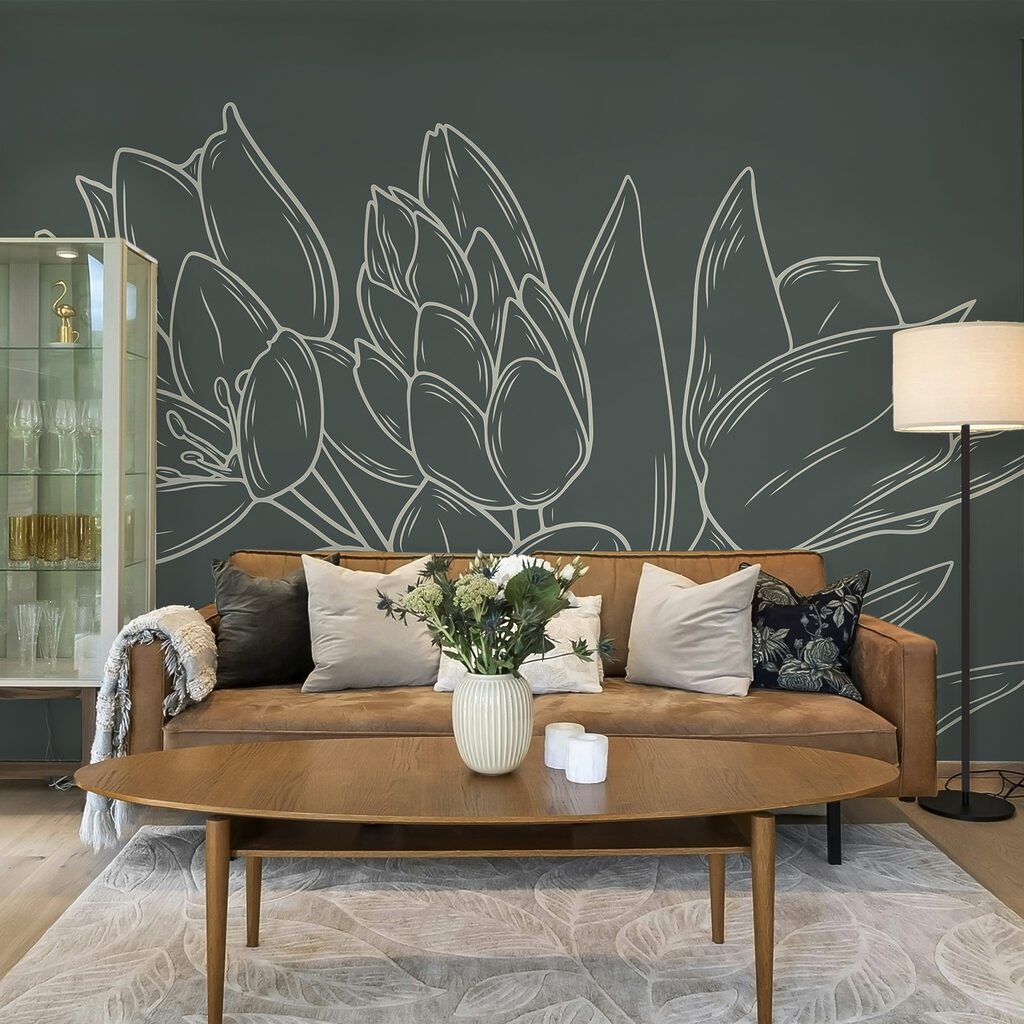 Drawing of flowers on a plant