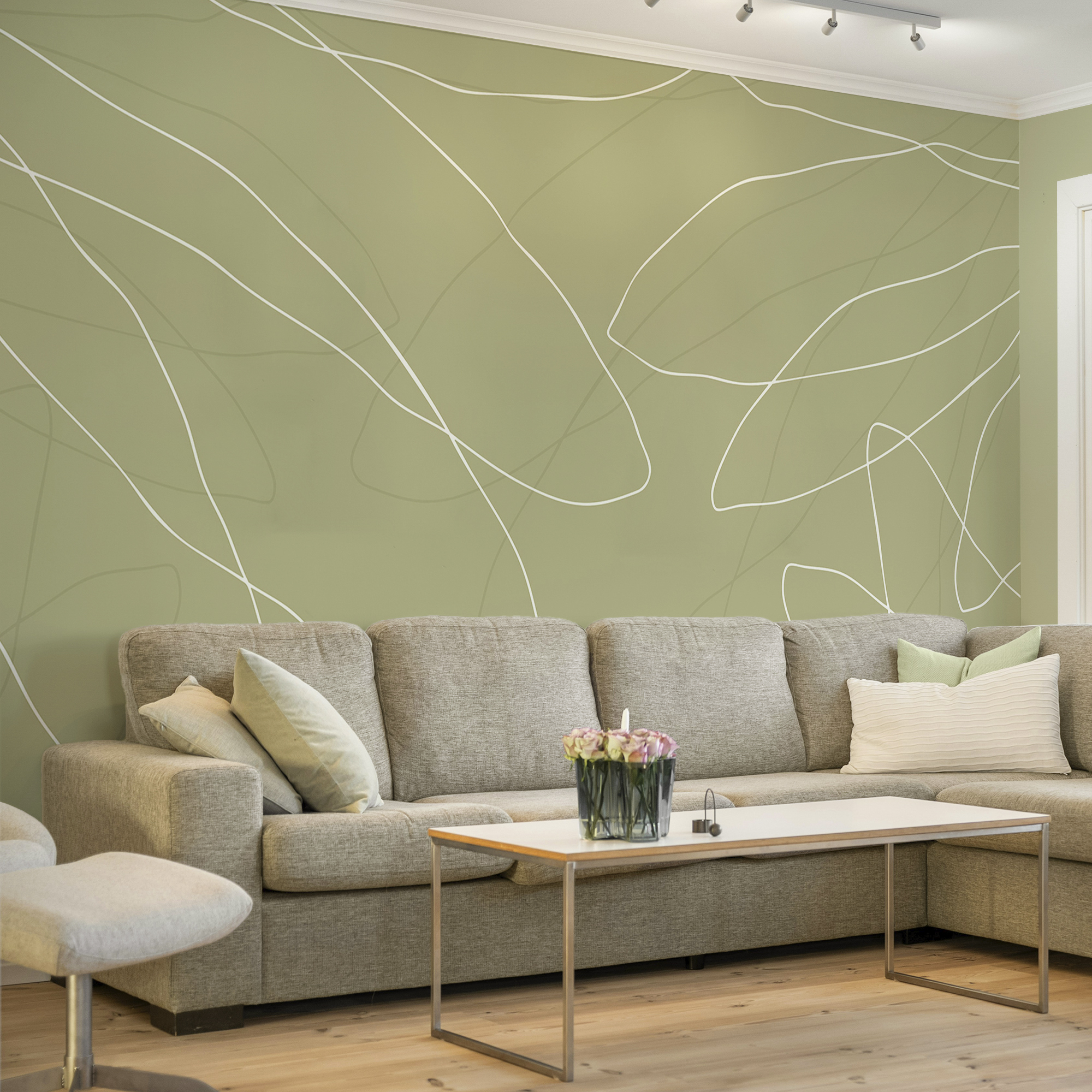 Green background with white lines