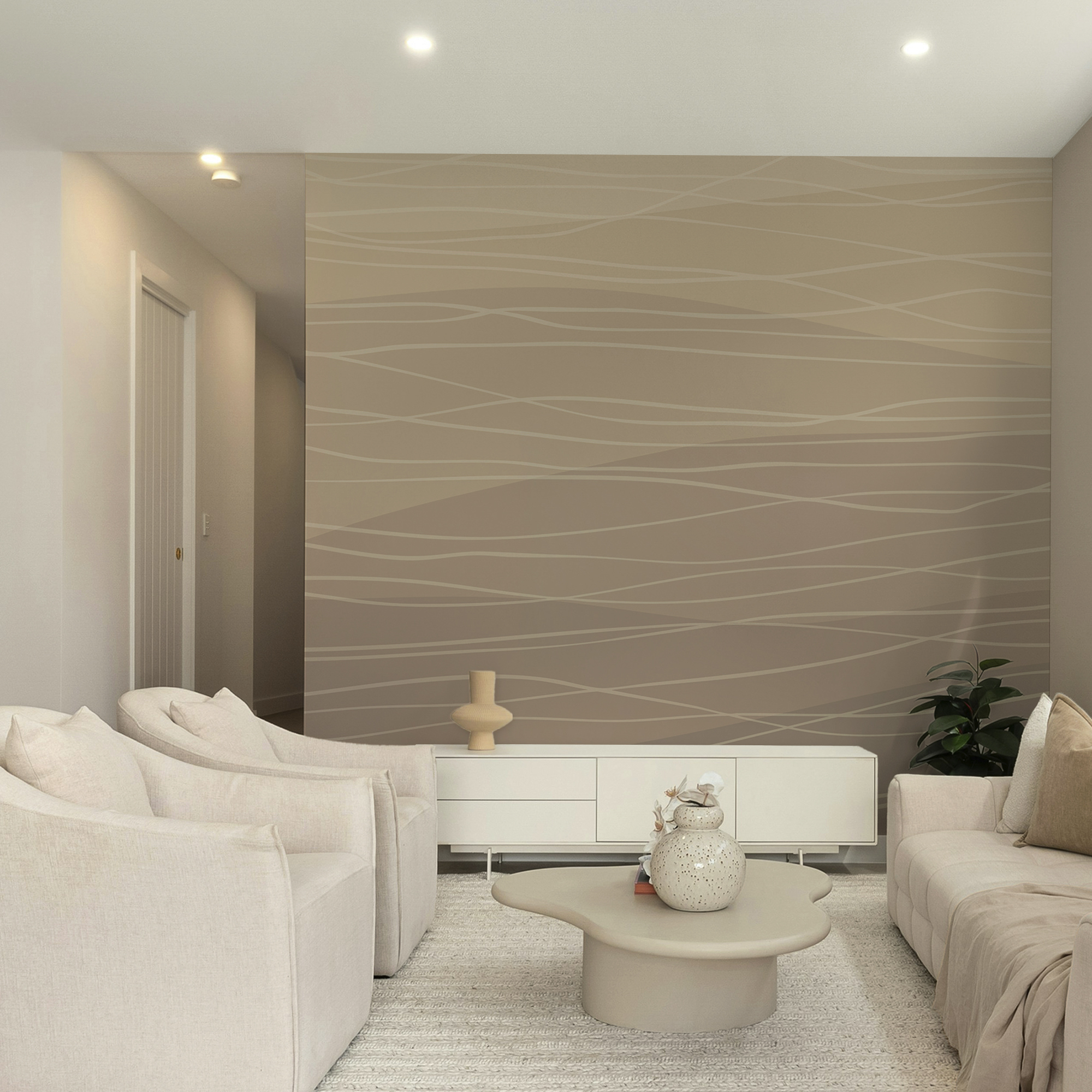 Brown and white wavy lines