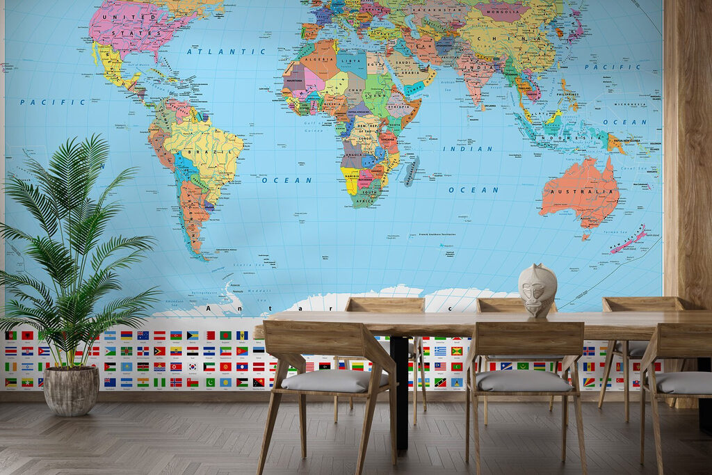 Map of the world with different flags Map of the world with different flags