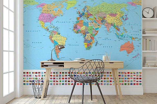 Map of the world with different flags Map of the world with different flags