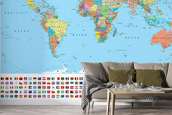 Map of the world with different flags Map of the world with different flags