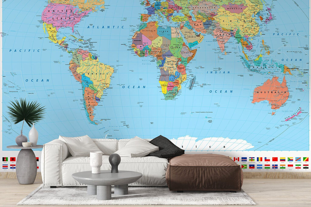 Map of the world with different flags Map of the world with different flags