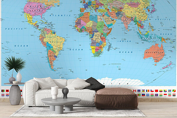 Map of the world with different flags Map of the world with different flags