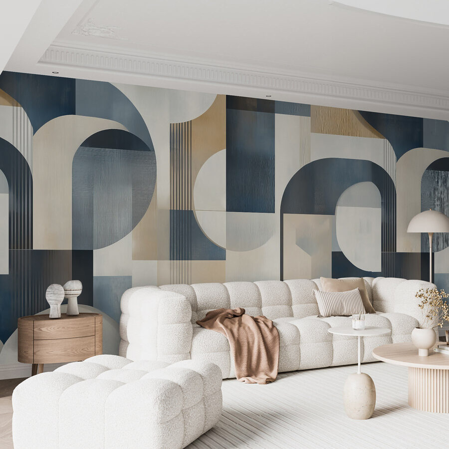 Colorful art piece with curved shapes Colorful art piece with curved shapes