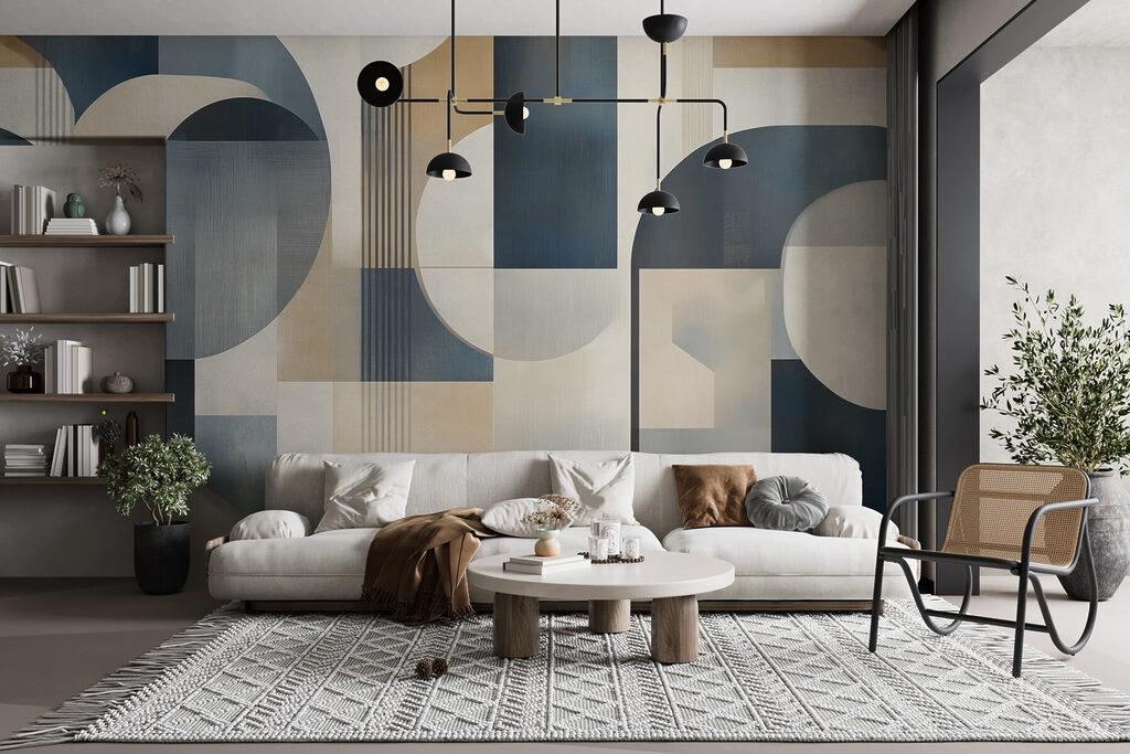 Colorful art piece with curved shapes Colorful art piece with curved shapes