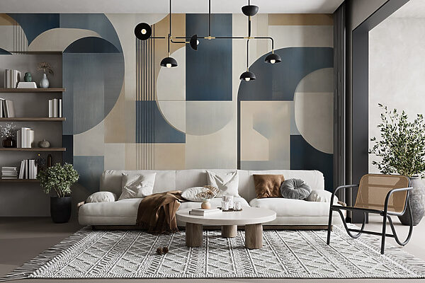Colorful art piece with curved shapes Colorful art piece with curved shapes