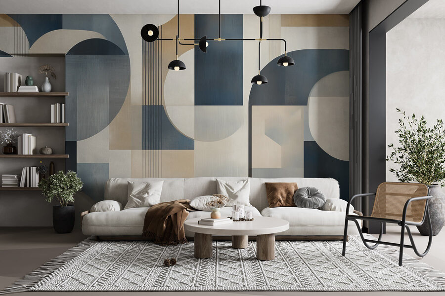 Colorful art piece with curved shapes Colorful art piece with curved shapes