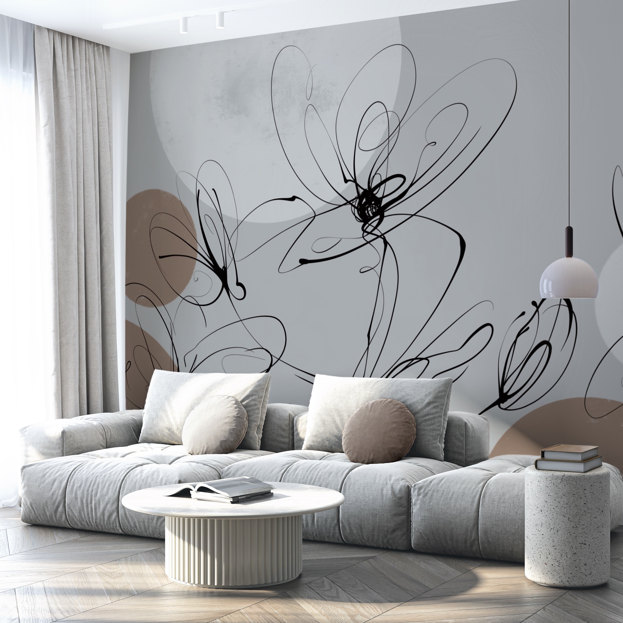 Drawing of flowers with circles and dots