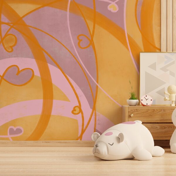 Yellow and pink swirls and hearts Yellow and pink swirls and hearts