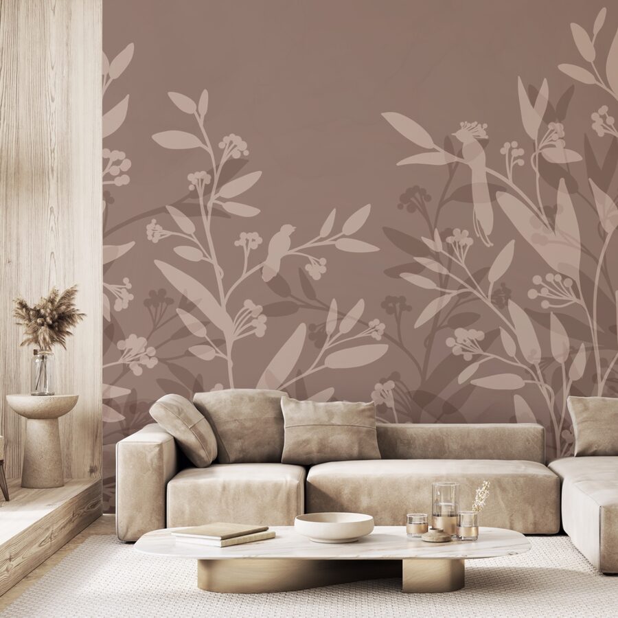 Gentle leaf silhouettes on muted background Gentle leaf silhouettes on muted background