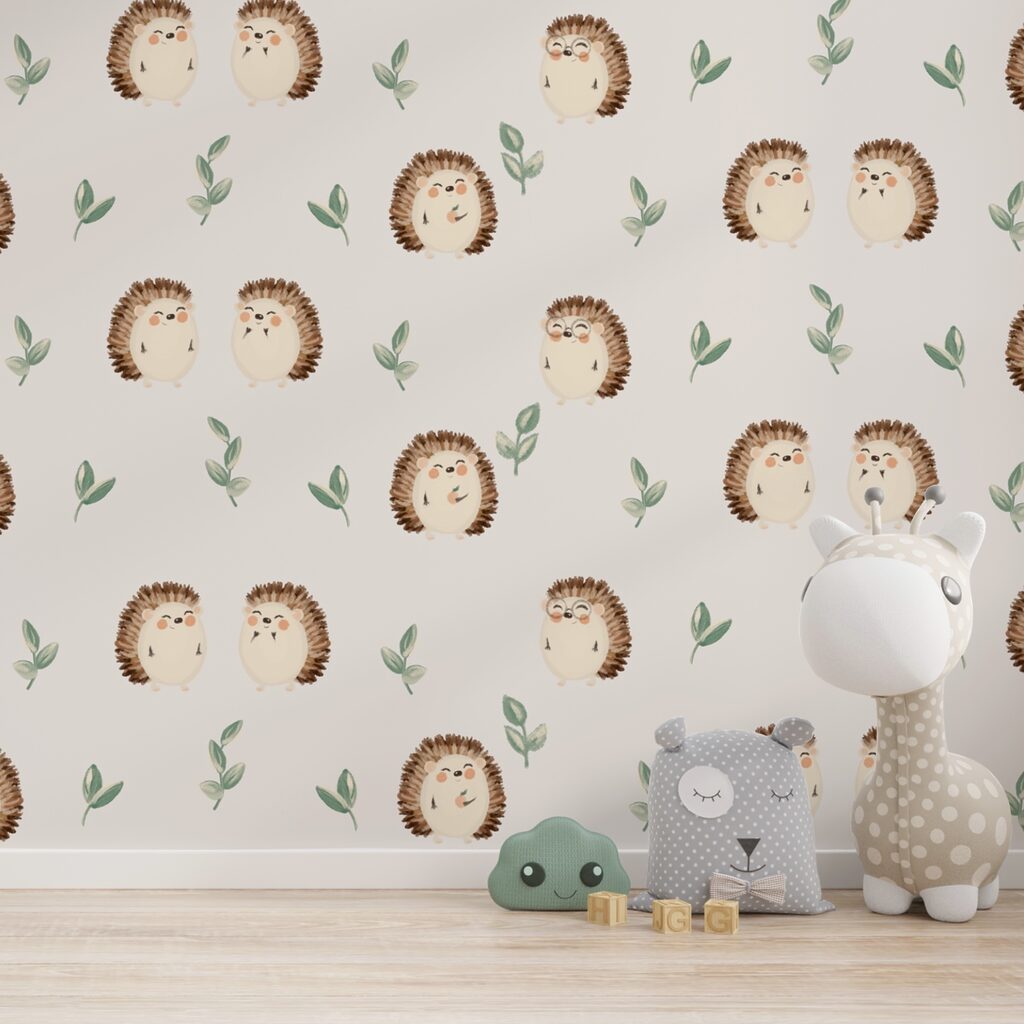 Pattern of hedgehogs and leaves Pattern of hedgehogs and leaves