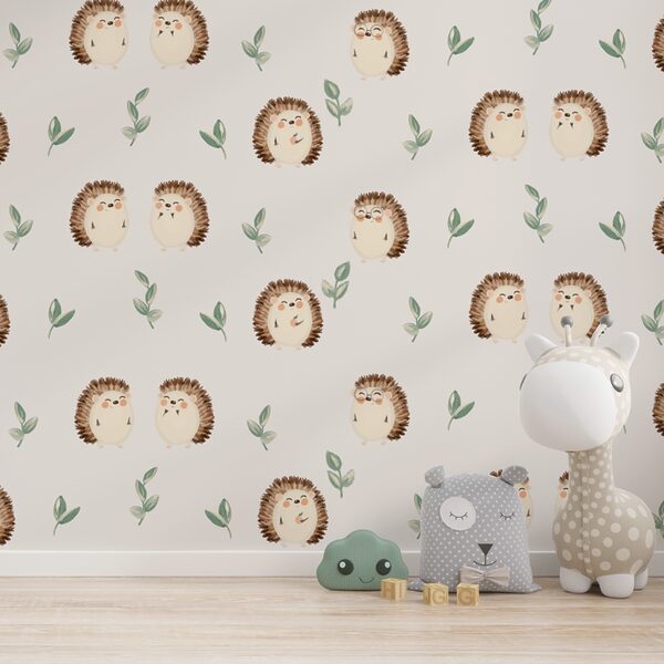 Pattern of hedgehogs and leaves Pattern of hedgehogs and leaves