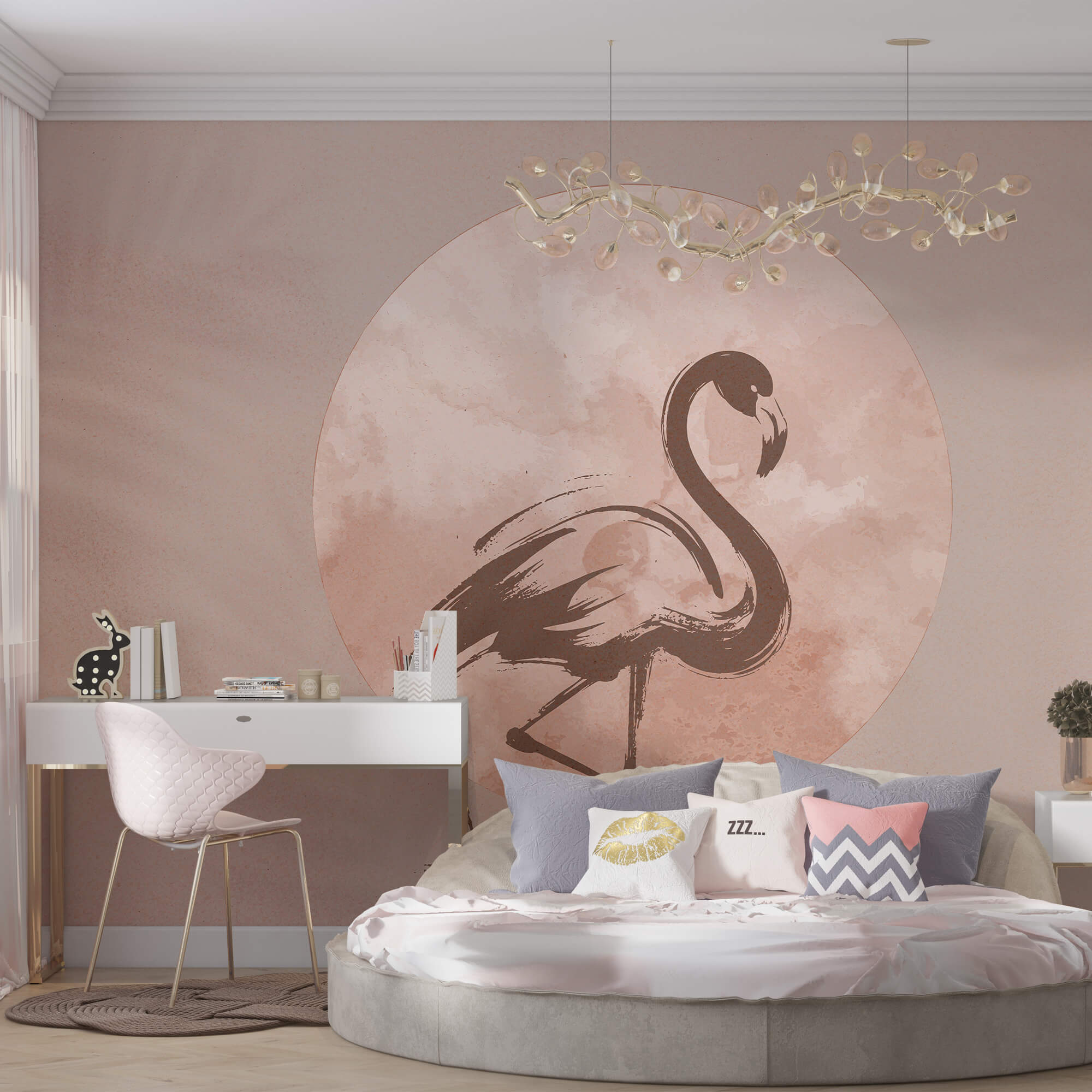 Flamingo drawing on paper