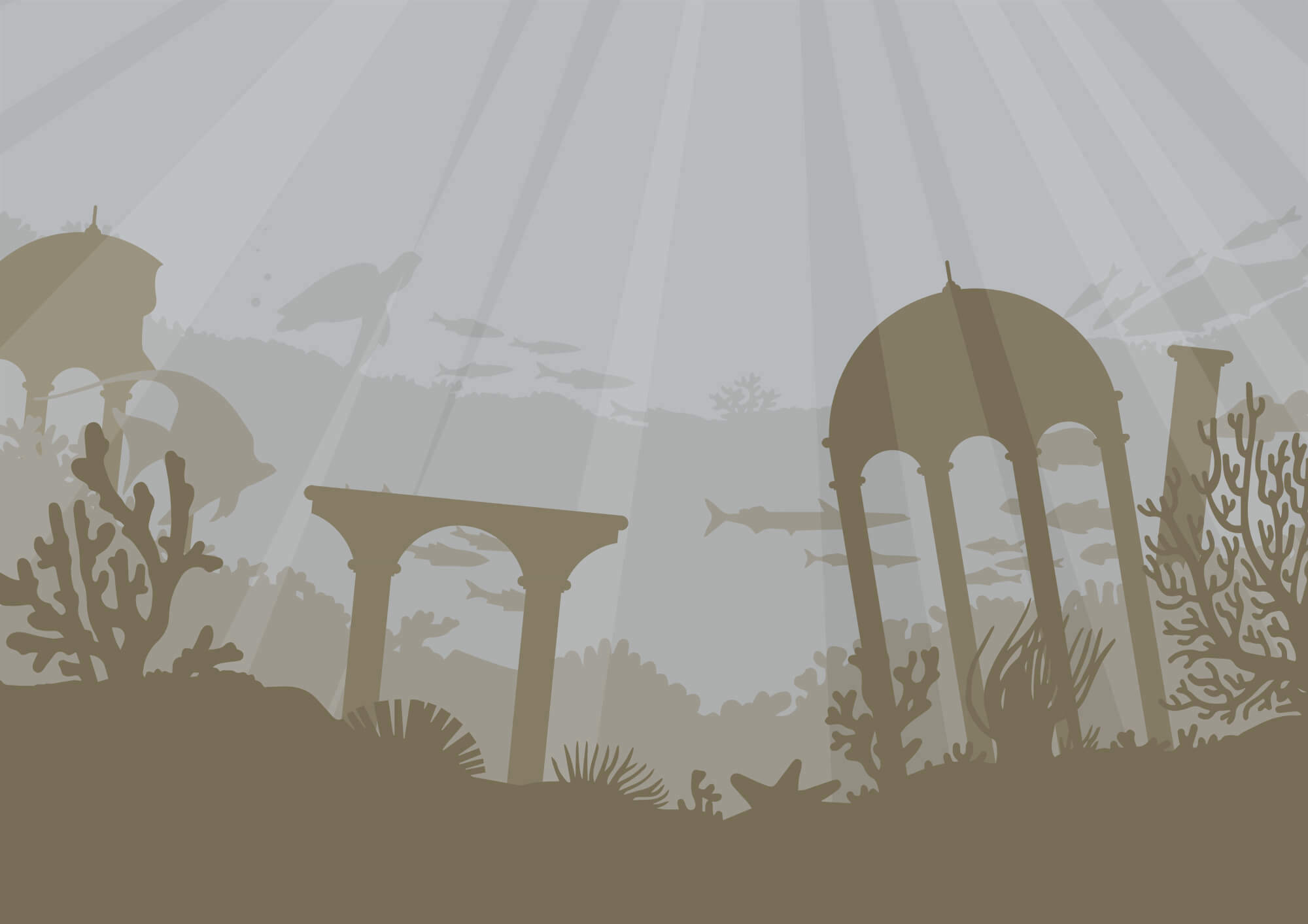 Silhouette of a building under water Silhouette of a building under water