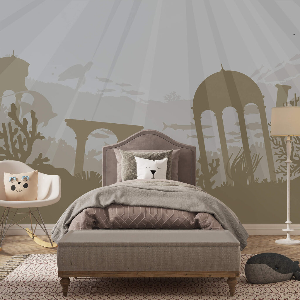 Silhouette of a building under water Silhouette of a building under water