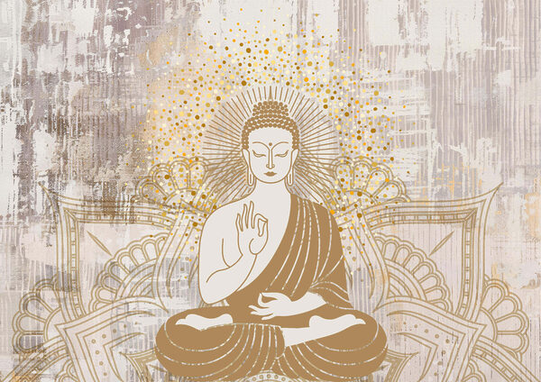Painting of a person sitting in a lotus position Painting of a person sitting in a lotus position