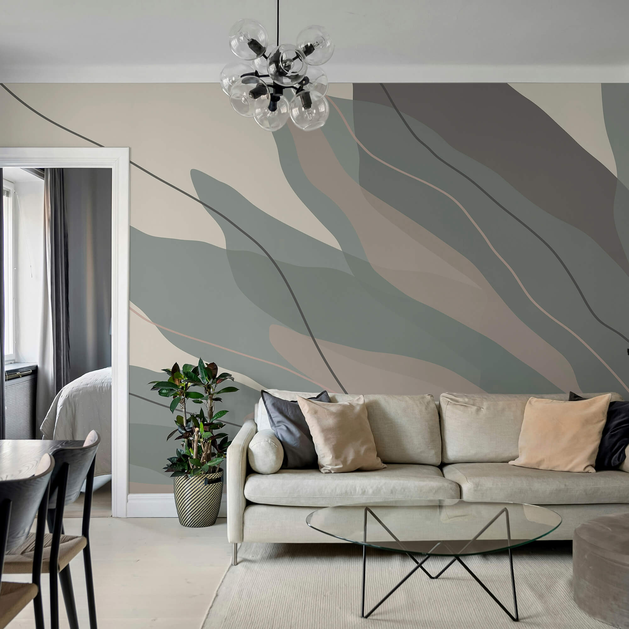 Flowing shapes in soft hues.