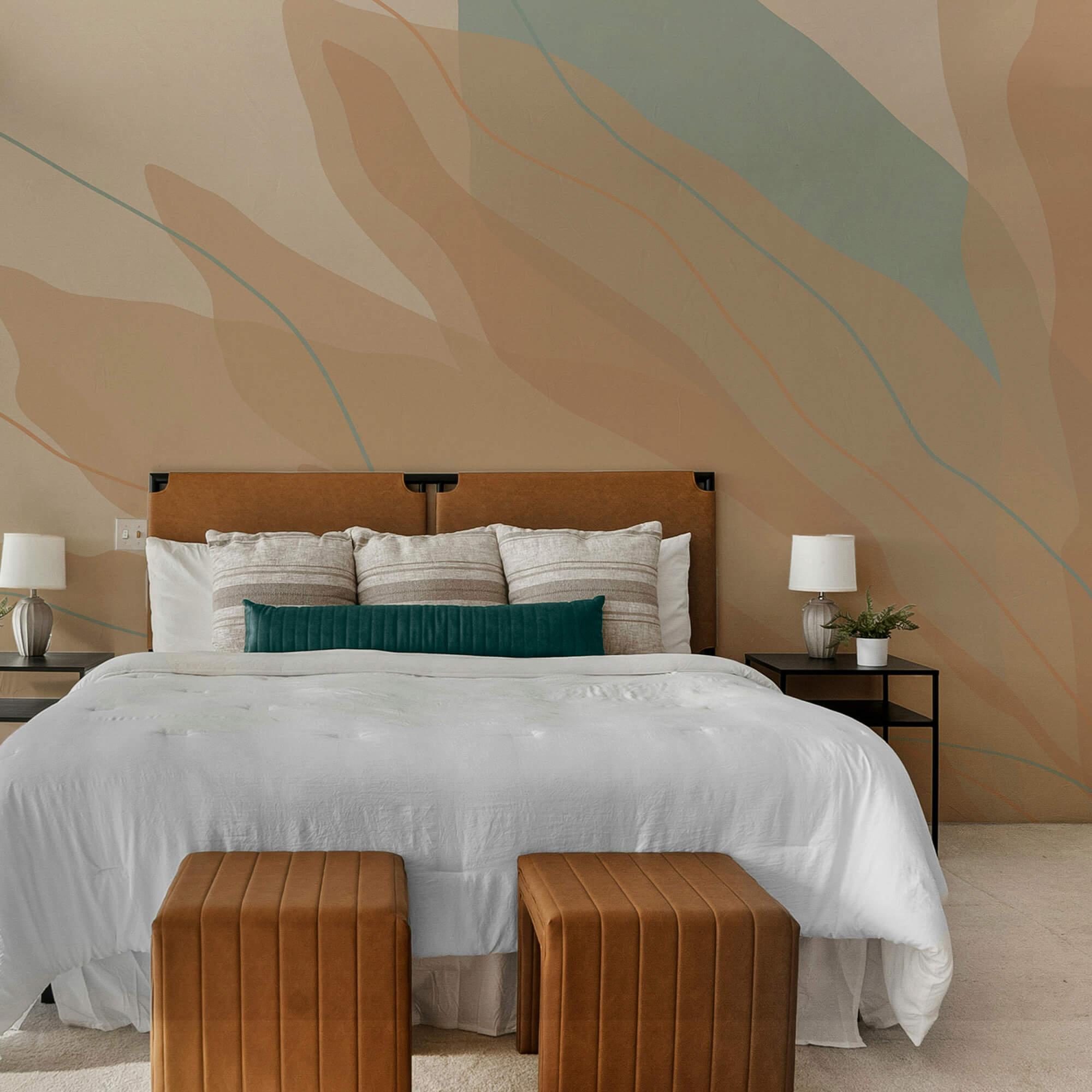 Flowing shapes in warm tones