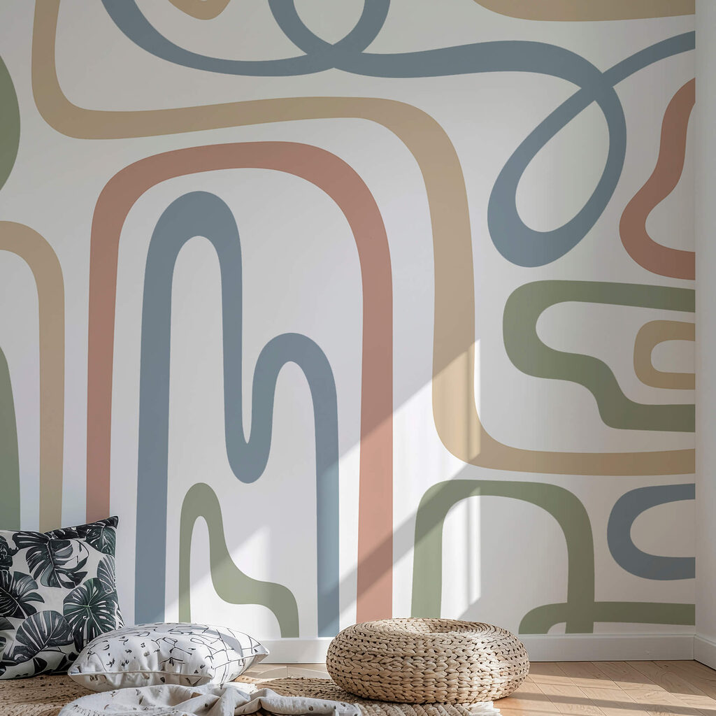 Colorful lines on a white background