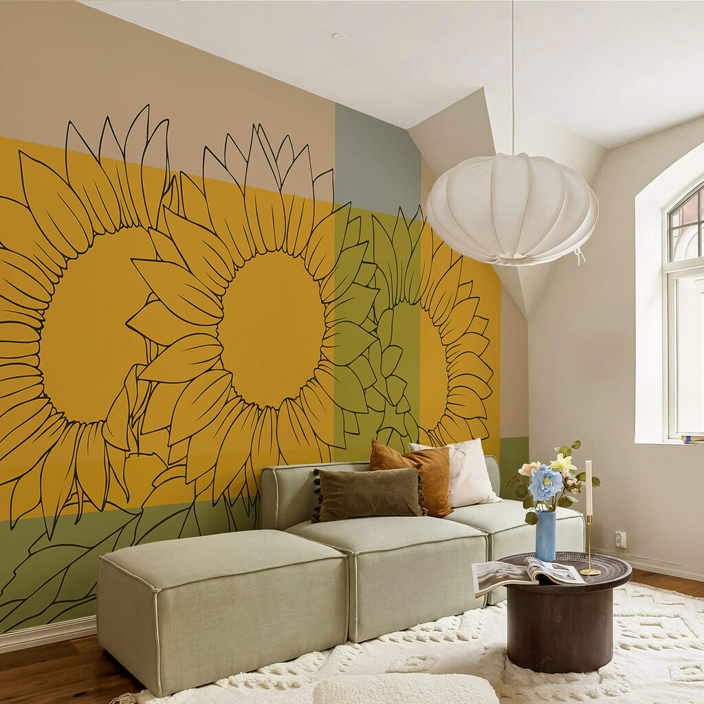 Group of sunflowers with leaves Group of sunflowers with leaves