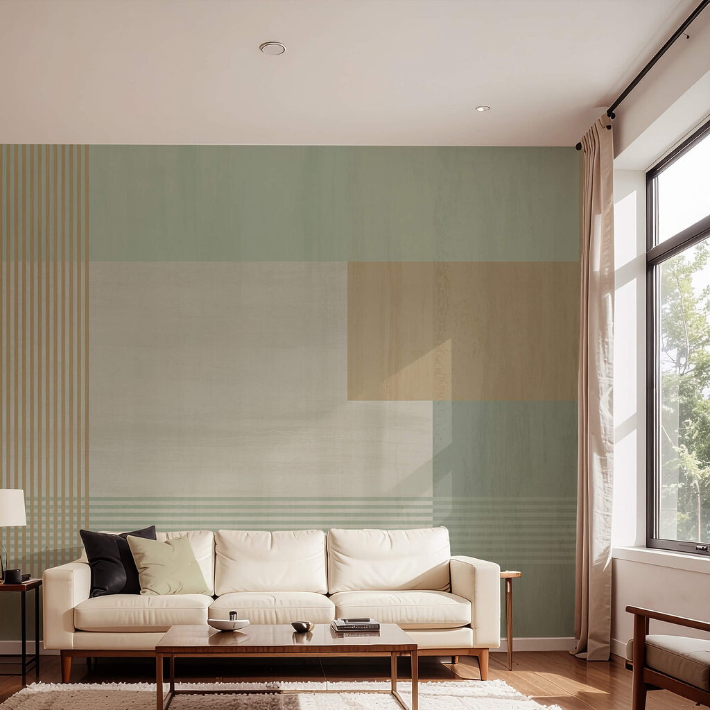 Abstract shapes and soft colors blend