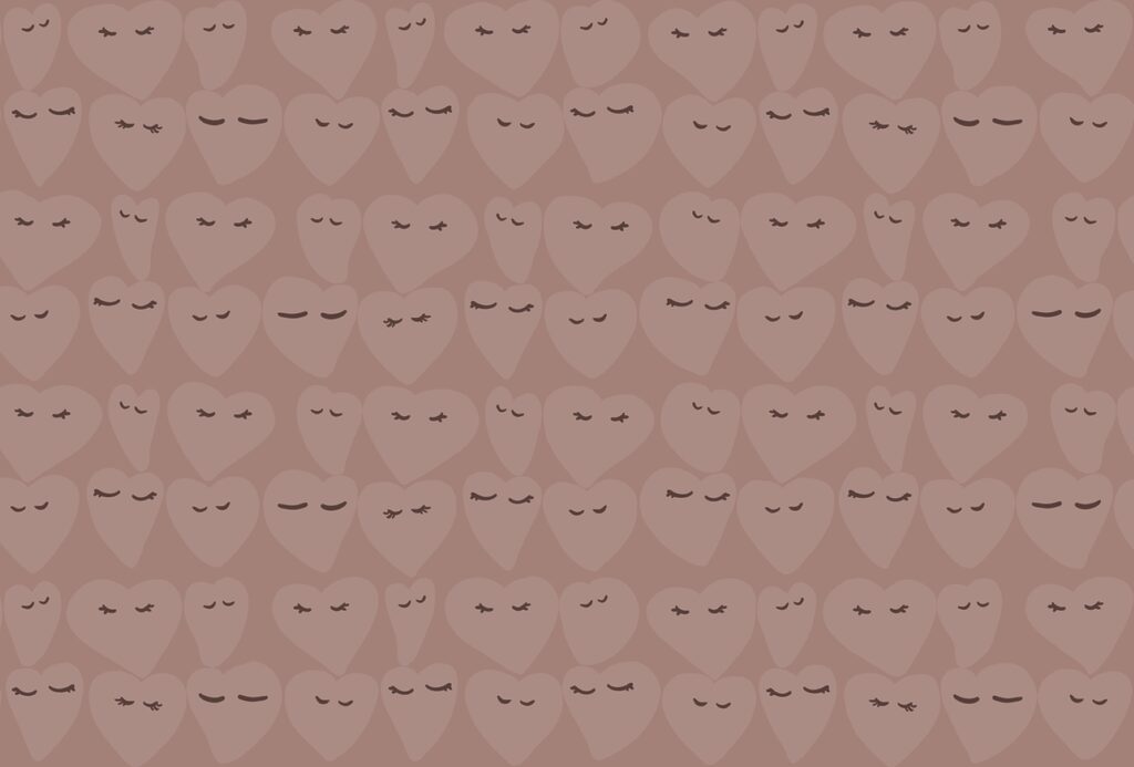 Heart patterns with playful expressions Heart patterns with playful expressions