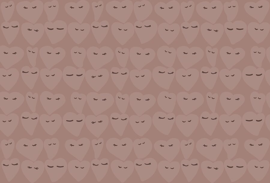 Heart patterns with playful expressions